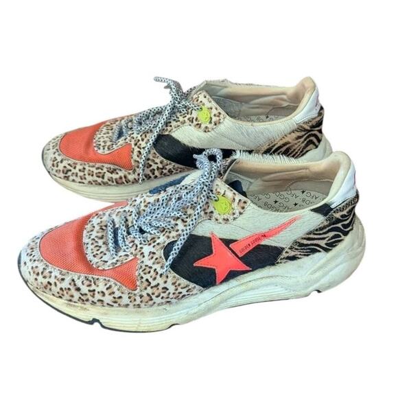 Golden Goose Running Sole Zoo Puzzle Calf Hair Pink Star Size 10 US 40 EU - Picture 1 of 16